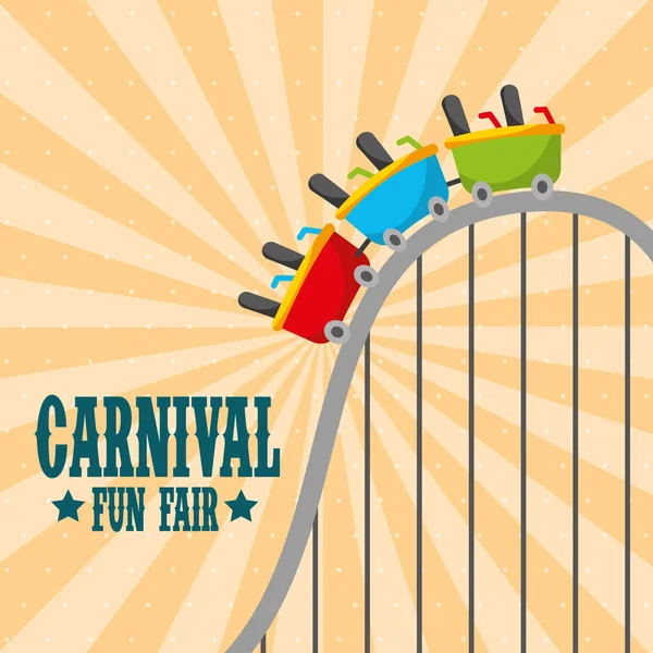 Horská Dráha Zábavní Karneval Fun Fair Vektorové Ilustrace — Stockový vektor