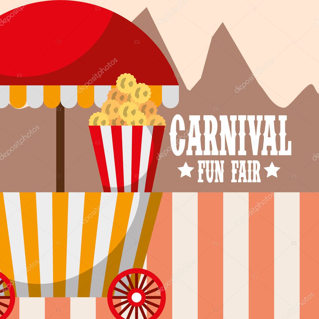 booth food pop corn carnival fun fair vector illustration