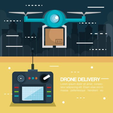 Modern Teslimat paketinin dron kontrolü ile uçan tarafından