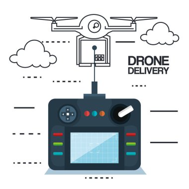 Modern Teslimat paketinin dron kontrolü ile uçan tarafından