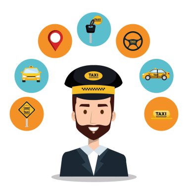 sürücü taksi hizmeti app karikatür simgeleri