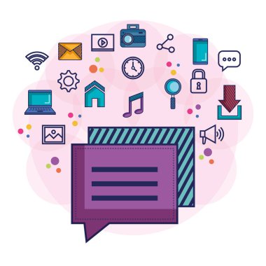 konuşma balonu mesaj sohbet uygulama simgesi sosyal medya vektör çizim ağ