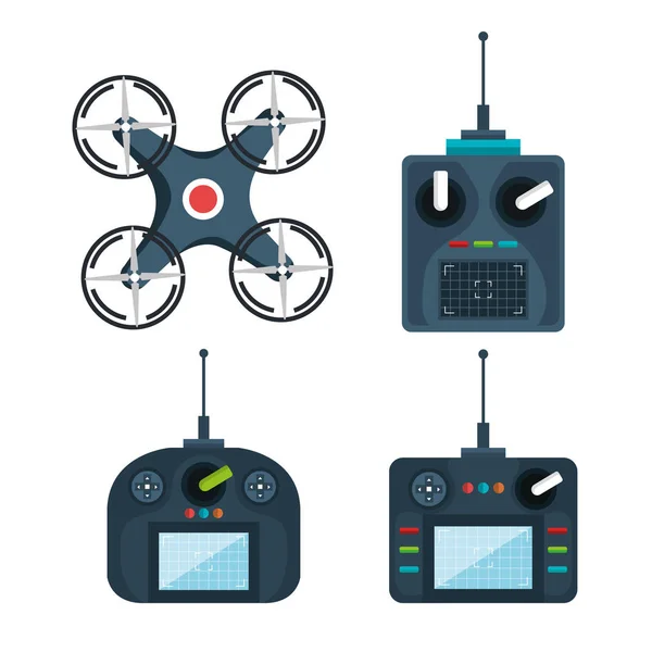 Drone moderno dispositivo di tecnologia telecomandi — Vettoriale Stock