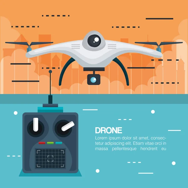 Drohne mit Fernbedienungstechnologie — Stockvektor