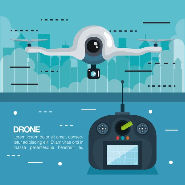 Drohne mit Fernbedienungstechnologie — Stockvektor