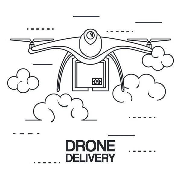 A csomag a repülő drone modern szállítása — Stock Vector