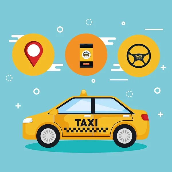 Taxi služby aplikace chytrých dopravní cesty — Stockový vektor