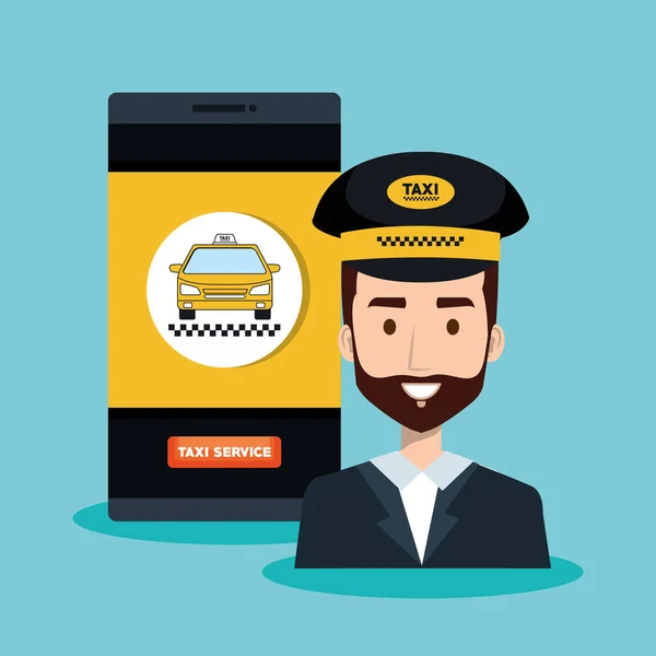 Call center driver taxi service app cartoon — Stock Vector