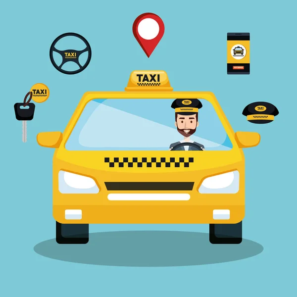 Taxi service driver car app smart transport travel — Stock Vector