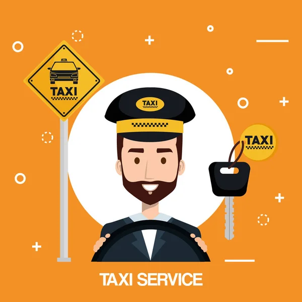 Driver man taxi service transport offentliga app — Stock vektor