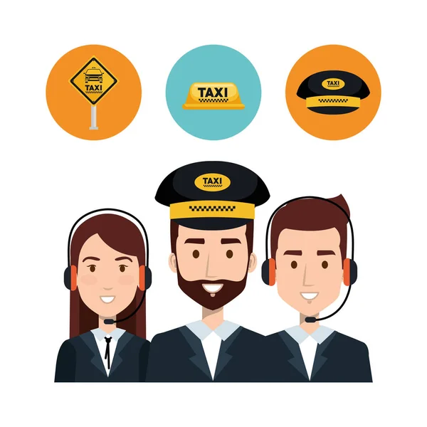コール センター オペレーターのタクシー サービス アプリ漫画 — ストックベクタ