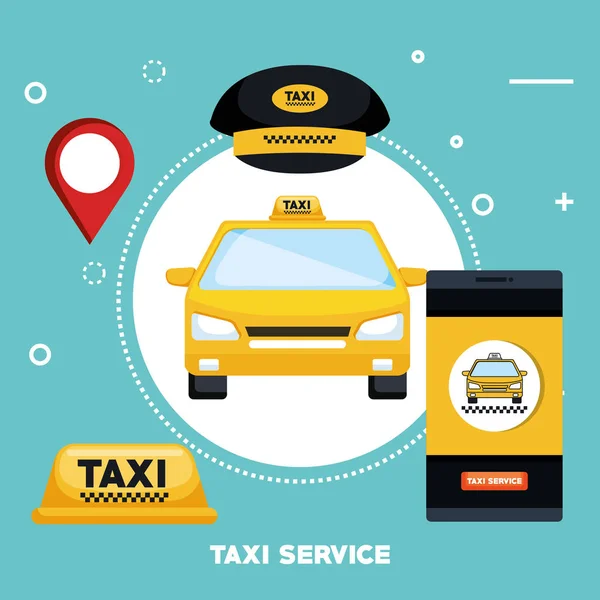 Servicio de taxi transporte aplicación pública — Vector de stock