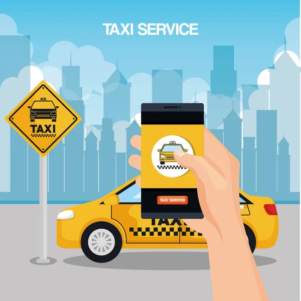 Taxi servicio aplicación transporte inteligente viajes — Vector de stock