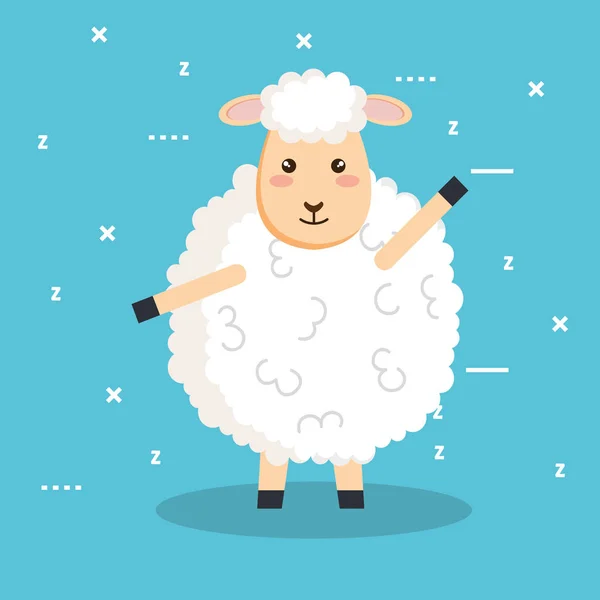 Jó éjszakát alvás rajzfilm sheep állat — Stock Vector