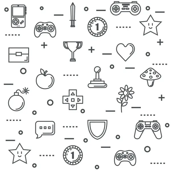 Ställa in video spel underhållande artiklar symboler — Stock vektor