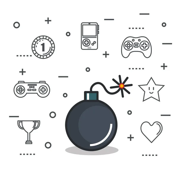 Video oyunu bomba patlayıcı düğme simgesi — Stok Vektör