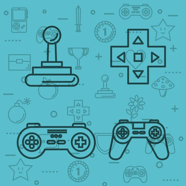 Set video game entertaining items symbols — Stock Vector