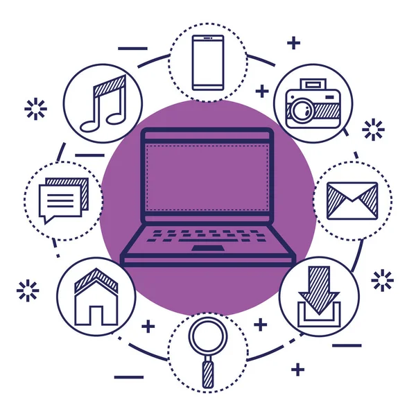 Redes informáticas redes sociales comunicación — Archivo Imágenes Vectoriales