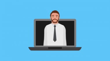 dizüstü bilgisayar içerik Web sitesi animasyonda sakalın işadamı hd