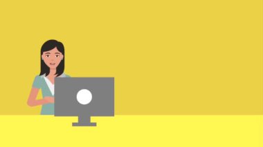 bilgisayar ve klasör animasyon ile işadamı işkadını hd