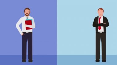 ayakta ve konuşma konuşmak iki iş adamları