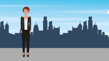 iş kadını ayakta karakter şehir arka plan