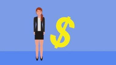 dolar işareti ile ayakta işkadını