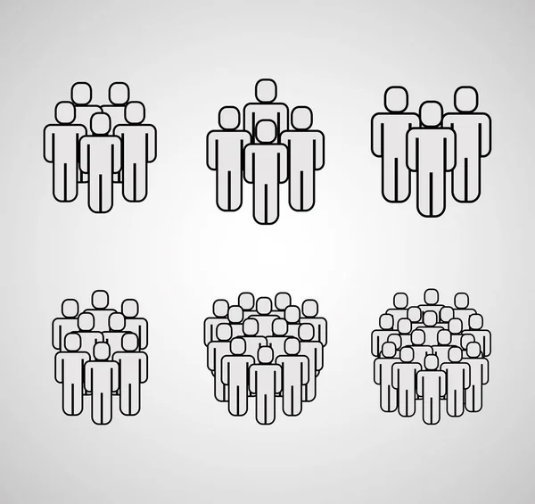 White People Group Team Crowd Pictogram Style Vector Illustration — Stock Vector