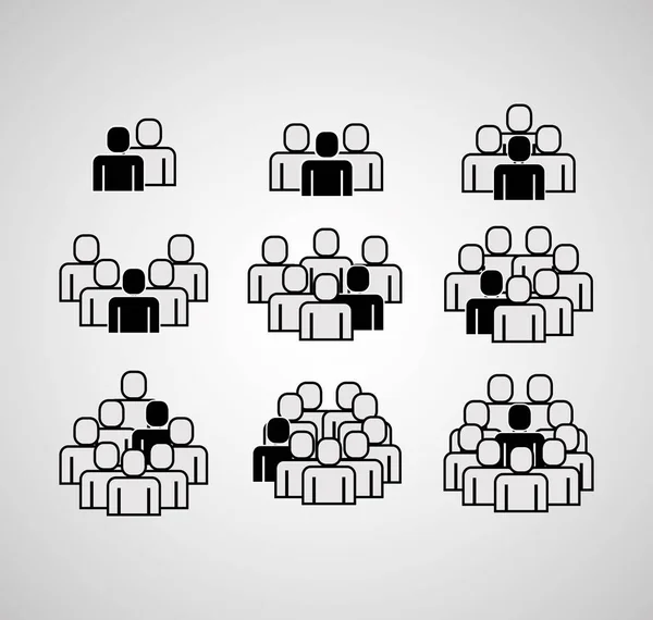 White People Group Team Crowd Pictogram Style Vector Illustration — Stock Vector