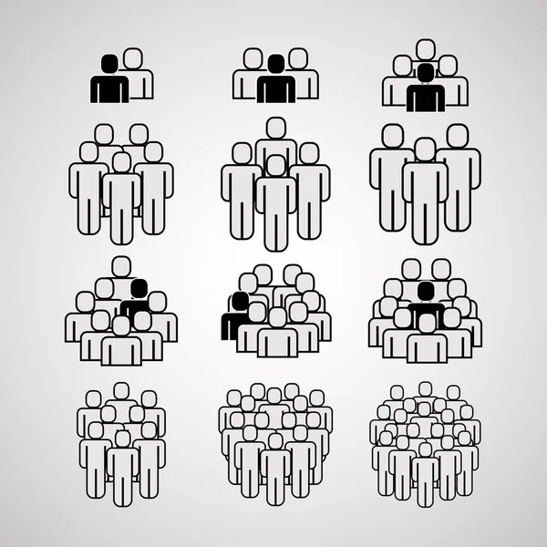 White People Group Team Crowd Pictogram Style Vector Illustration — Stock Vector