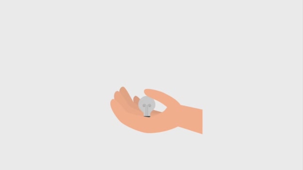 Hand Holding Bulb Turning Creativity Animation — Stock Video