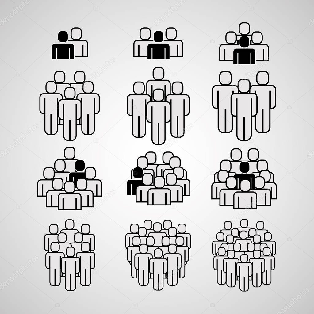 white people group team crowd pictogram style vector illustration