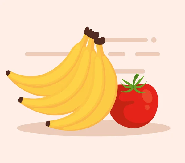 Icônes bananes et tomates — Image vectorielle