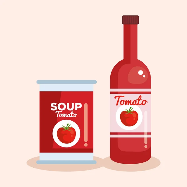 Tomatenketchup en soep — Stockvector