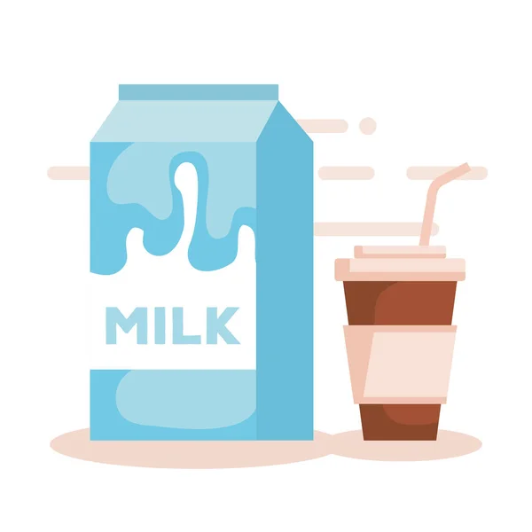 Milk box with coffee drink — Stock Vector