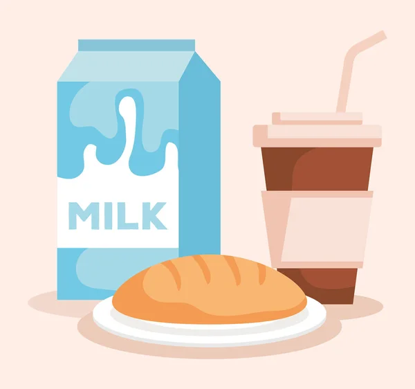 Caixa de leite com bebida de café — Vetor de Stock