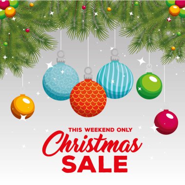 Noel satış etiketle çelenk ve topları