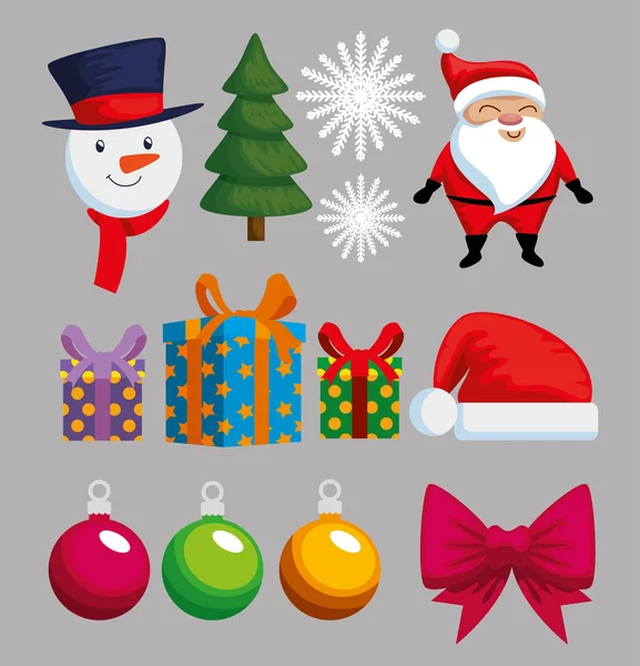 Christmas decoration set icons — Stock Vector