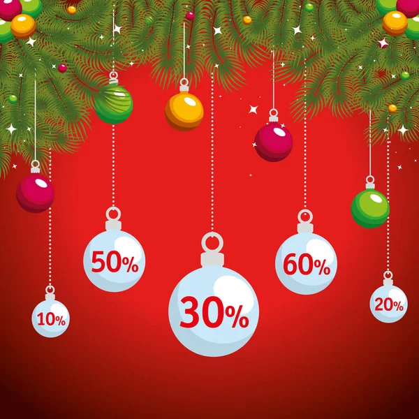 Χριστούγεννα Πώληση Ετικέτα Γιρλάντες Και Μπάλες Διανυσματικά Εικονογράφηση Σχεδιασμός — Διανυσματικό Αρχείο