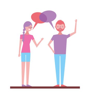 vektör çizim söz ve karakter konuşma ile tartışan çift bubbles