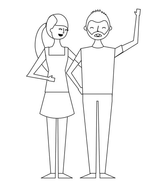 Sonriente Pareja Joven Mujer Hombre Pie Juntos Abrazando Vector Ilustración — Archivo Imágenes Vectoriales