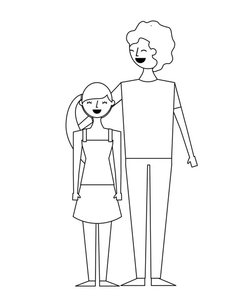 Sorridente Homem Abraçando Jovem Menina Adolescente Desenho Animado Vetor Ilustração — Vetor de Stock