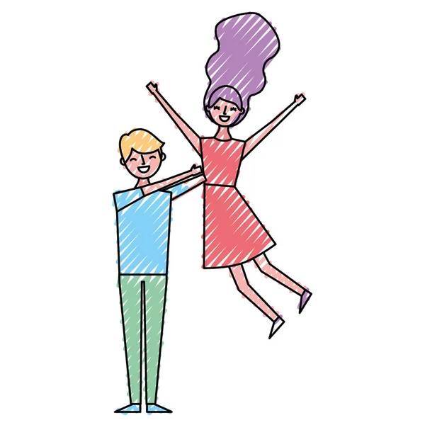 Šťastný Muž Žena Vztah Romantické Vektorové Ilustrace Kreslení Barvu Design — Stockový vektor