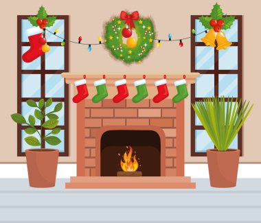 Noel dekorasyonu ile baca