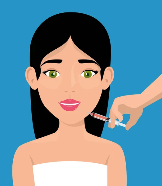 Vrouw met botox behandeling — Stockvector