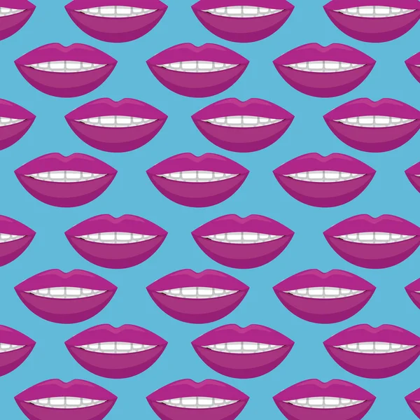Vrouwelijke lippen patroon achtergrond — Stockvector