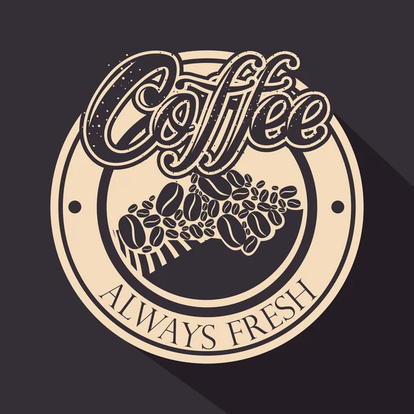 Original Kaffee-Siegel mit Körnern — Stockvektor