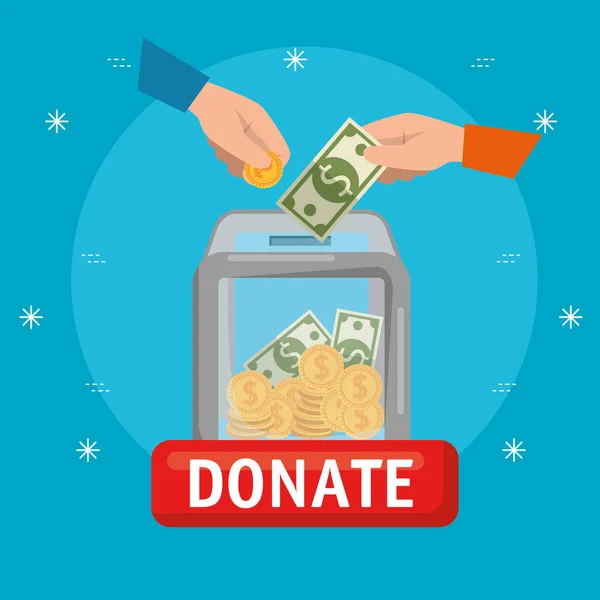 Urna con dinero donación de caridad — Archivo Imágenes Vectoriales