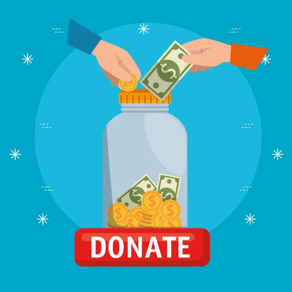 Urn with money charity donation — Stock Vector