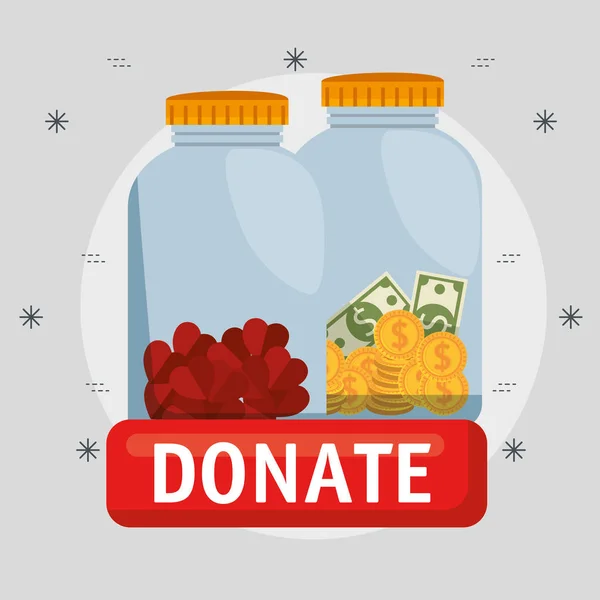 Urne avec de l'argent don de charité — Image vectorielle